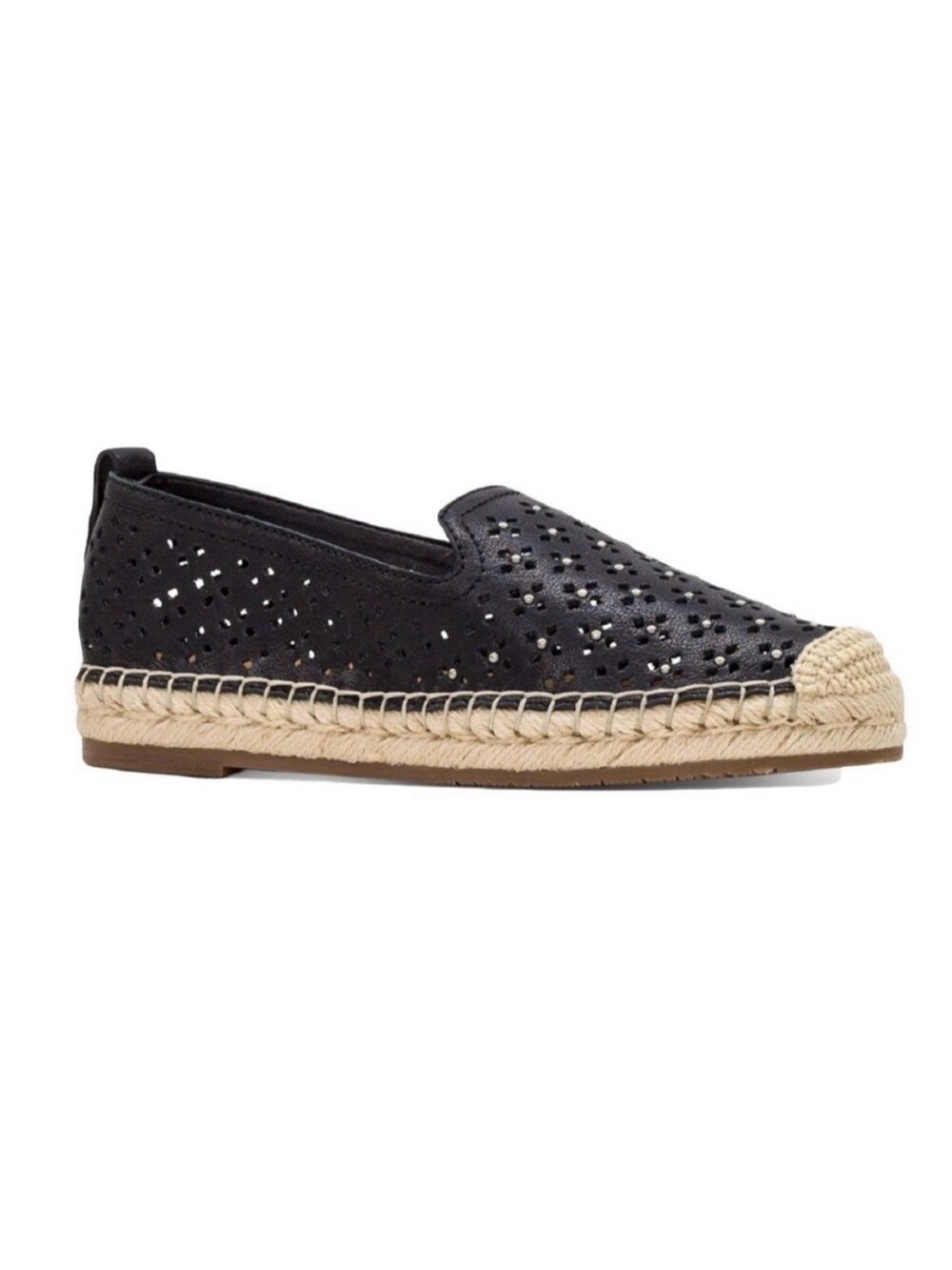 NEW Patricia Nash Womens Size 8 Black Leather Elena Perforated Espadrille Flats